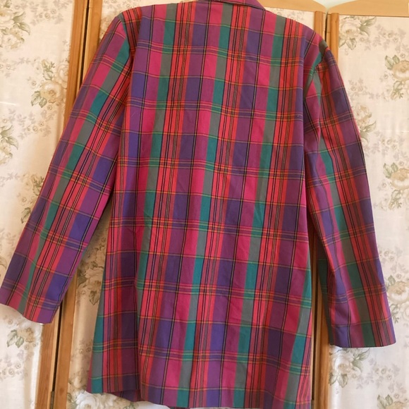 Vintage 80s/90s Capezio Rainbow Plaid Blazer - Picture 4 of 7